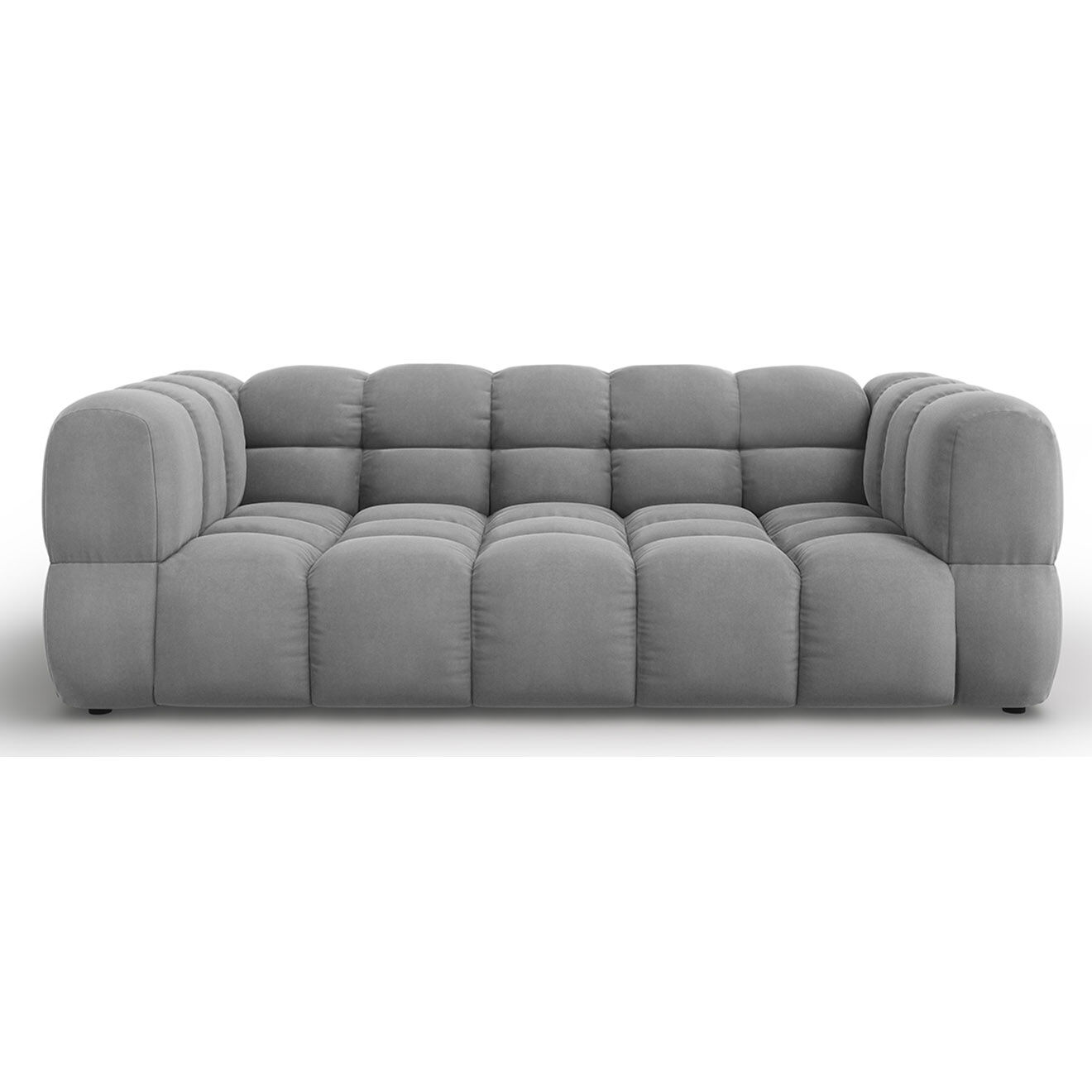 Mazzini Sofas Canapé Velours Aster 3 Places gris clair - 214x102x75 cm