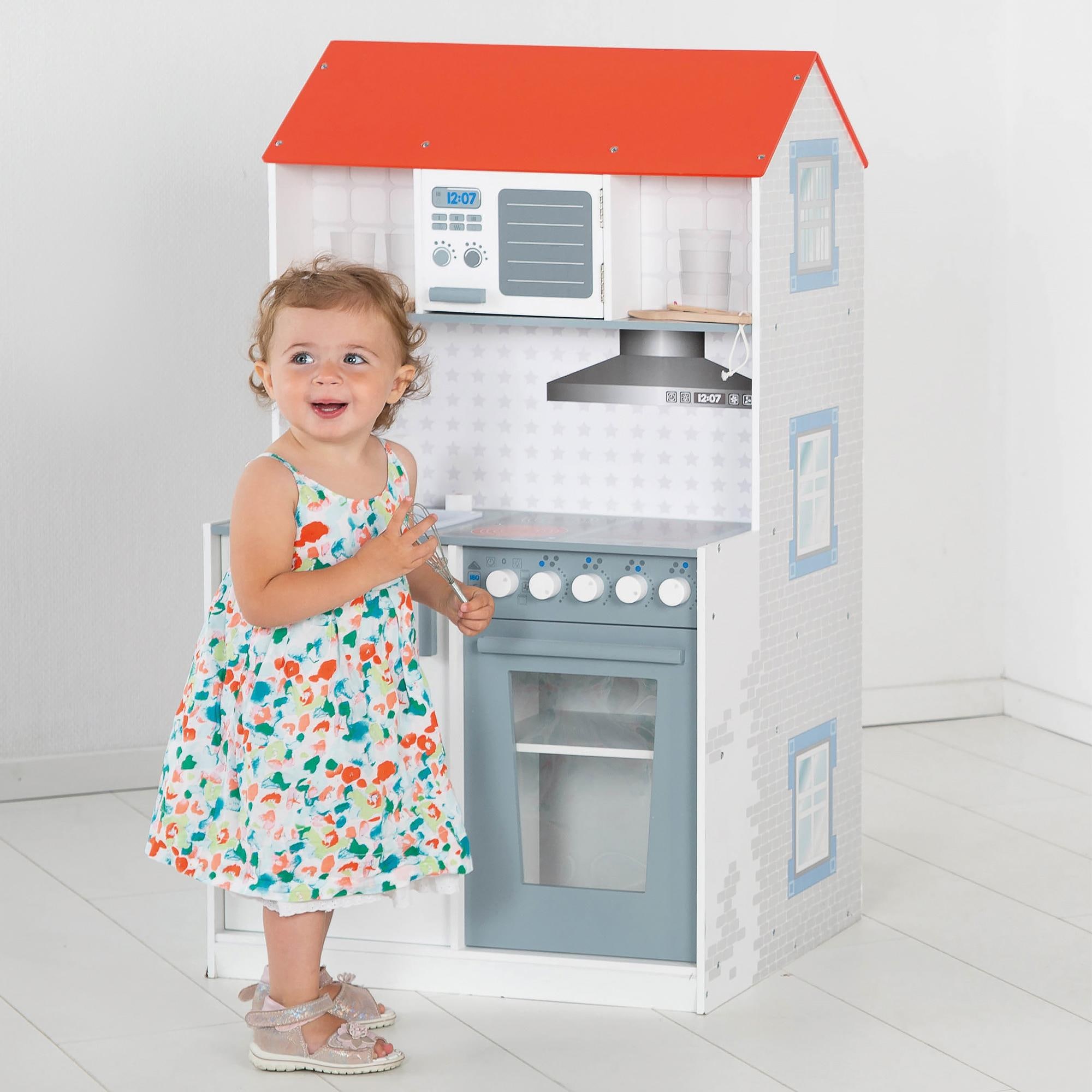 roba® Spielküche »2-in-1, Feuerwehr« mit mehrstöckigem Puppenhaus