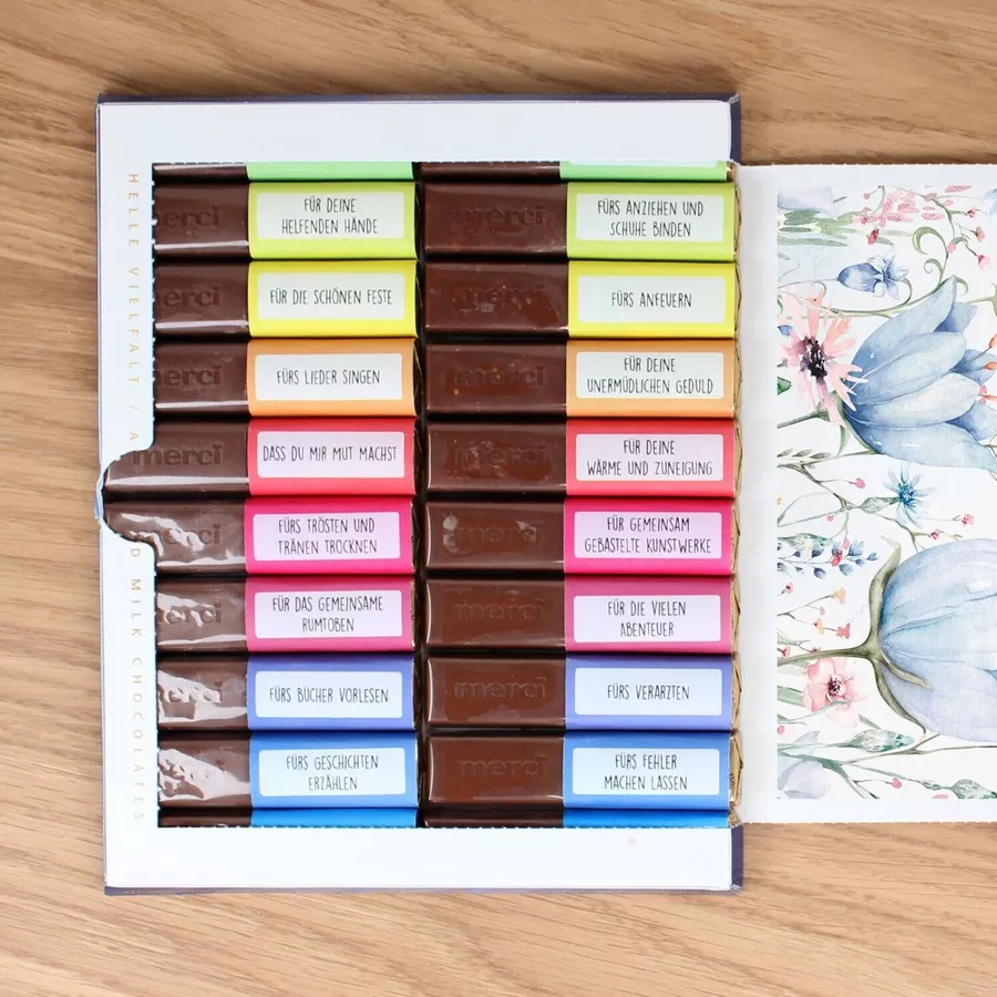 Nikima Papeterie AUFKLEBER SET - Merci Danke Blumen Abschiedsgeschenk Kita Erzieher bunt