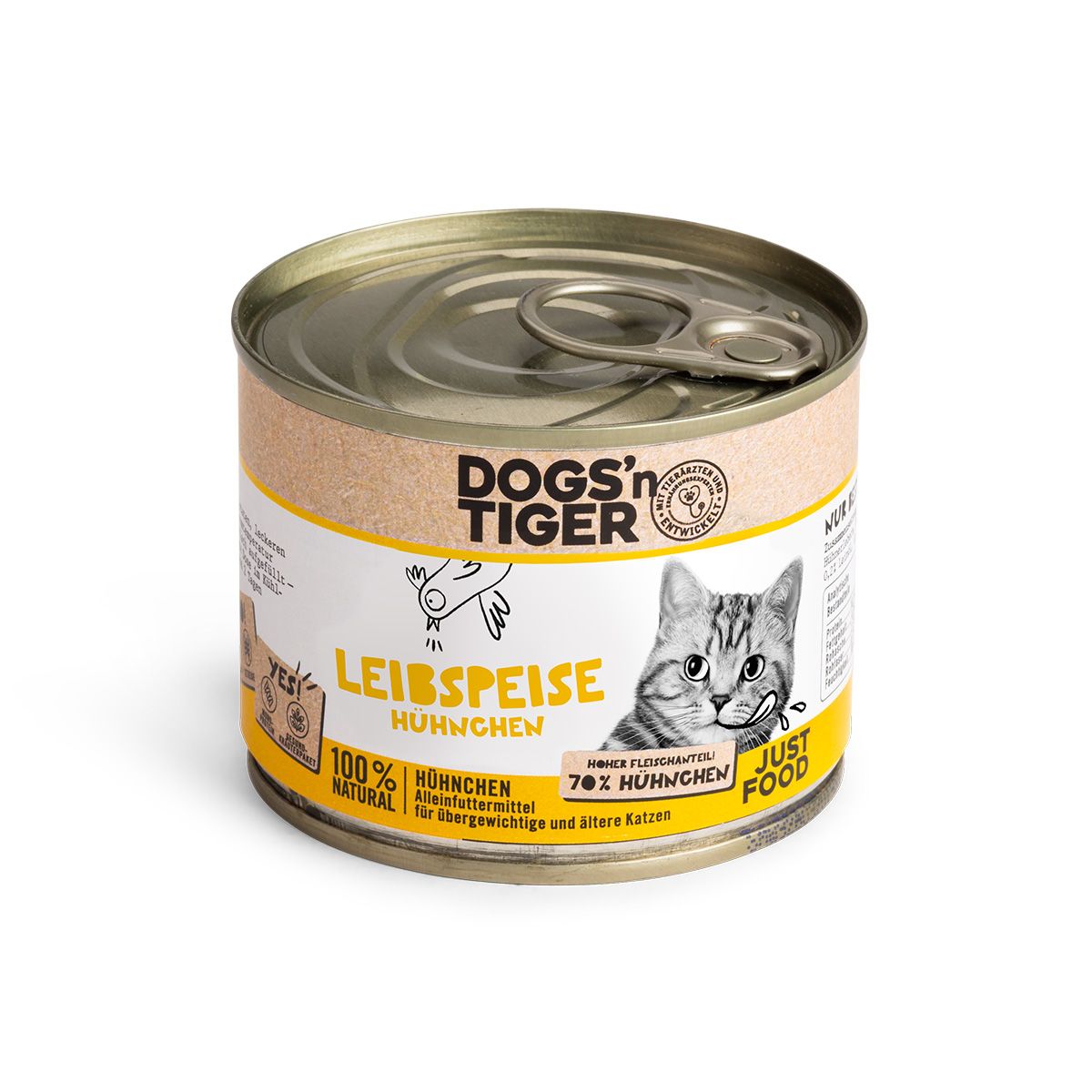 Dogs’n Tiger Adult Premium Katzenfutter, Leibspeise, Katzen Nassfutter, Getreidefrei, Huhn & Leinöl