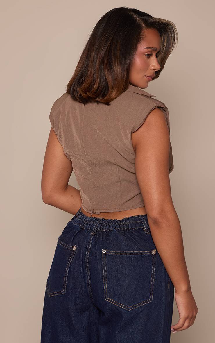 Chocolat Chemise Ajustée Avec Détail Drapé Devant