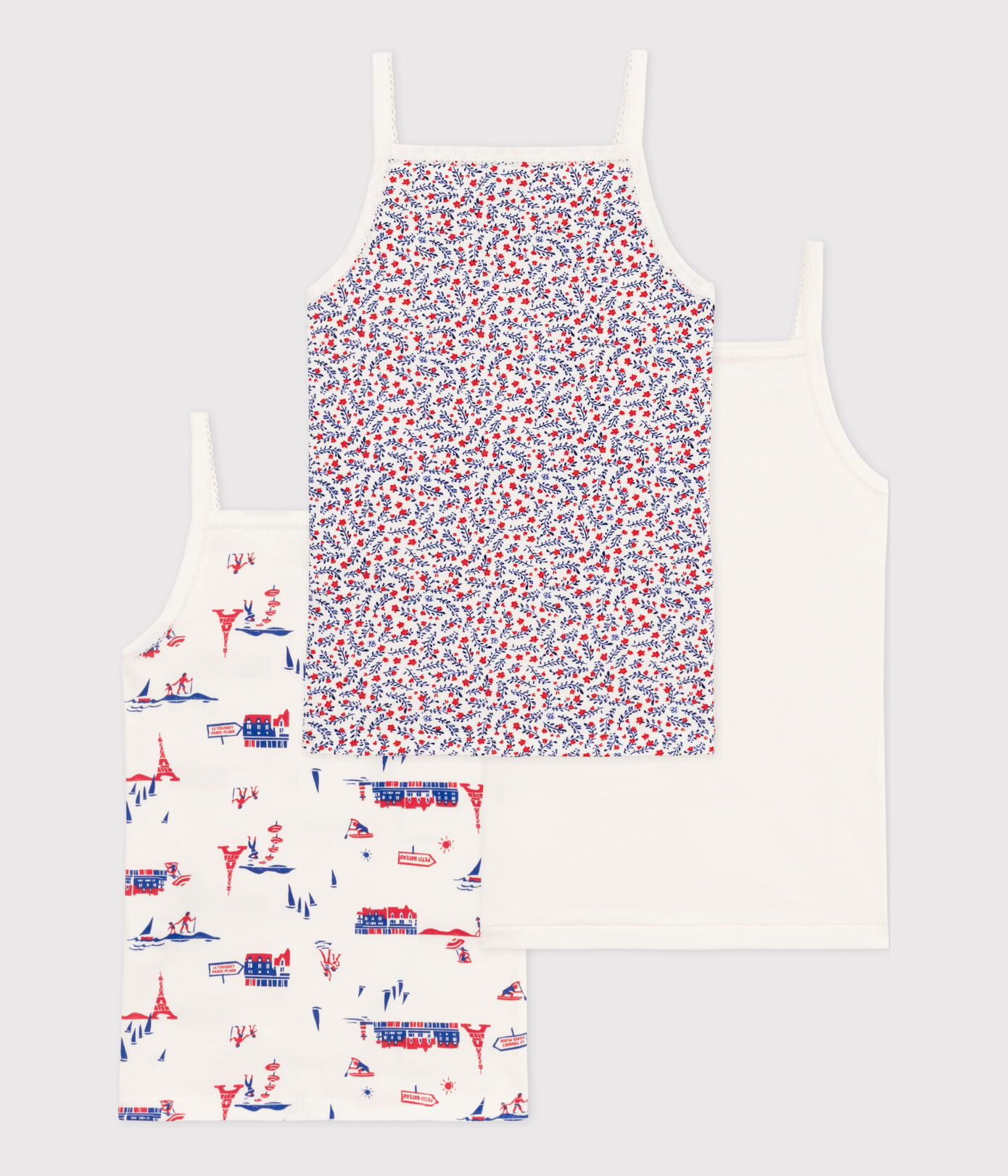 Lot de 3 chemises à bretelles Paris en coton petite fille