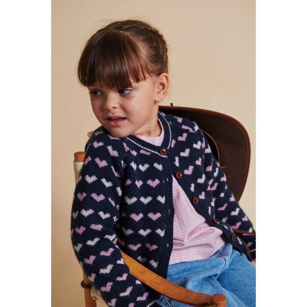 Køb COPENHAGEN COLORS Navy/Bubblegum Comb Merino Heart Cardigan