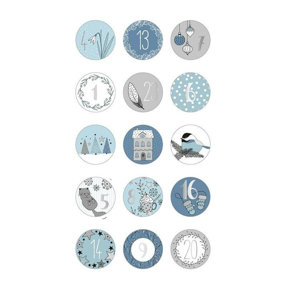4 sets d'autocollants calendrier de l'avent cosy christmas