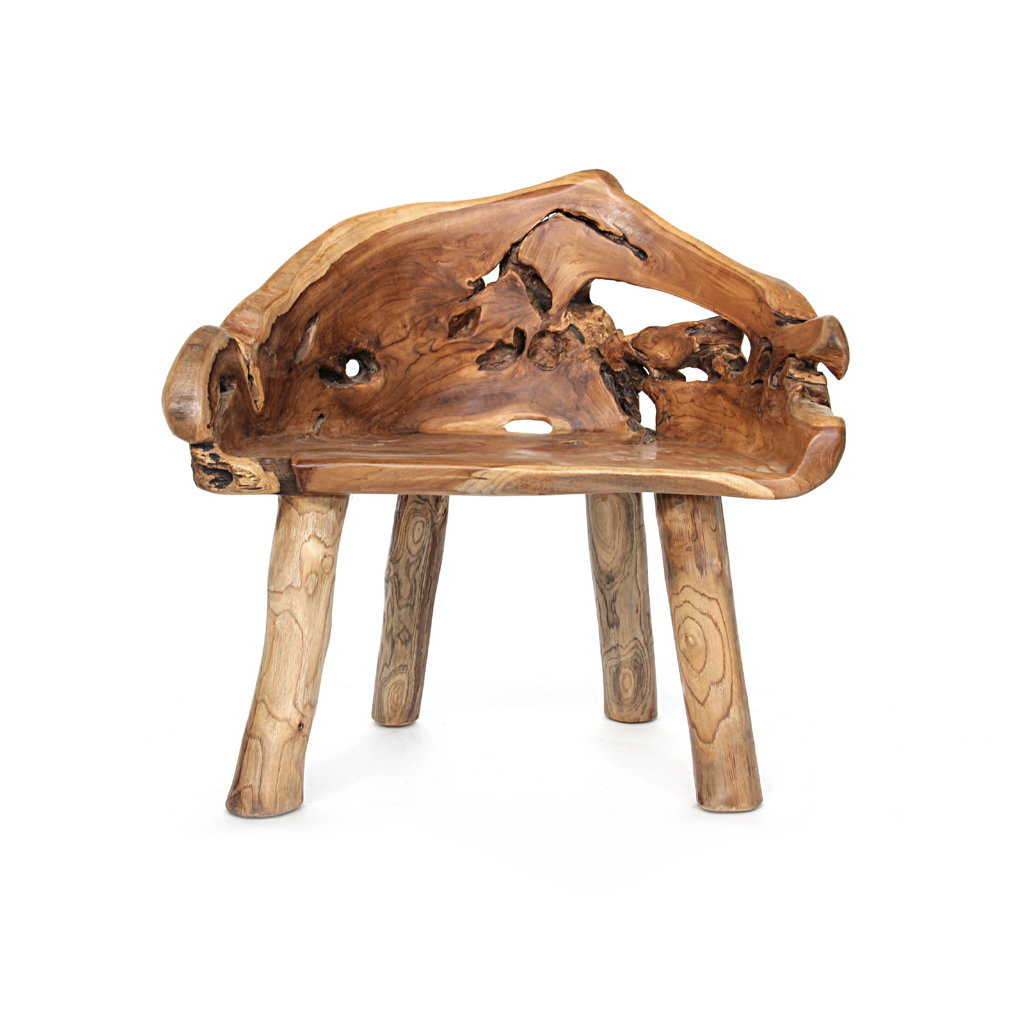 Wurzelholz-Sessel, Teak natur, T 50 cm, B 70 cm, H 70 cm von fischer's lagerhaus