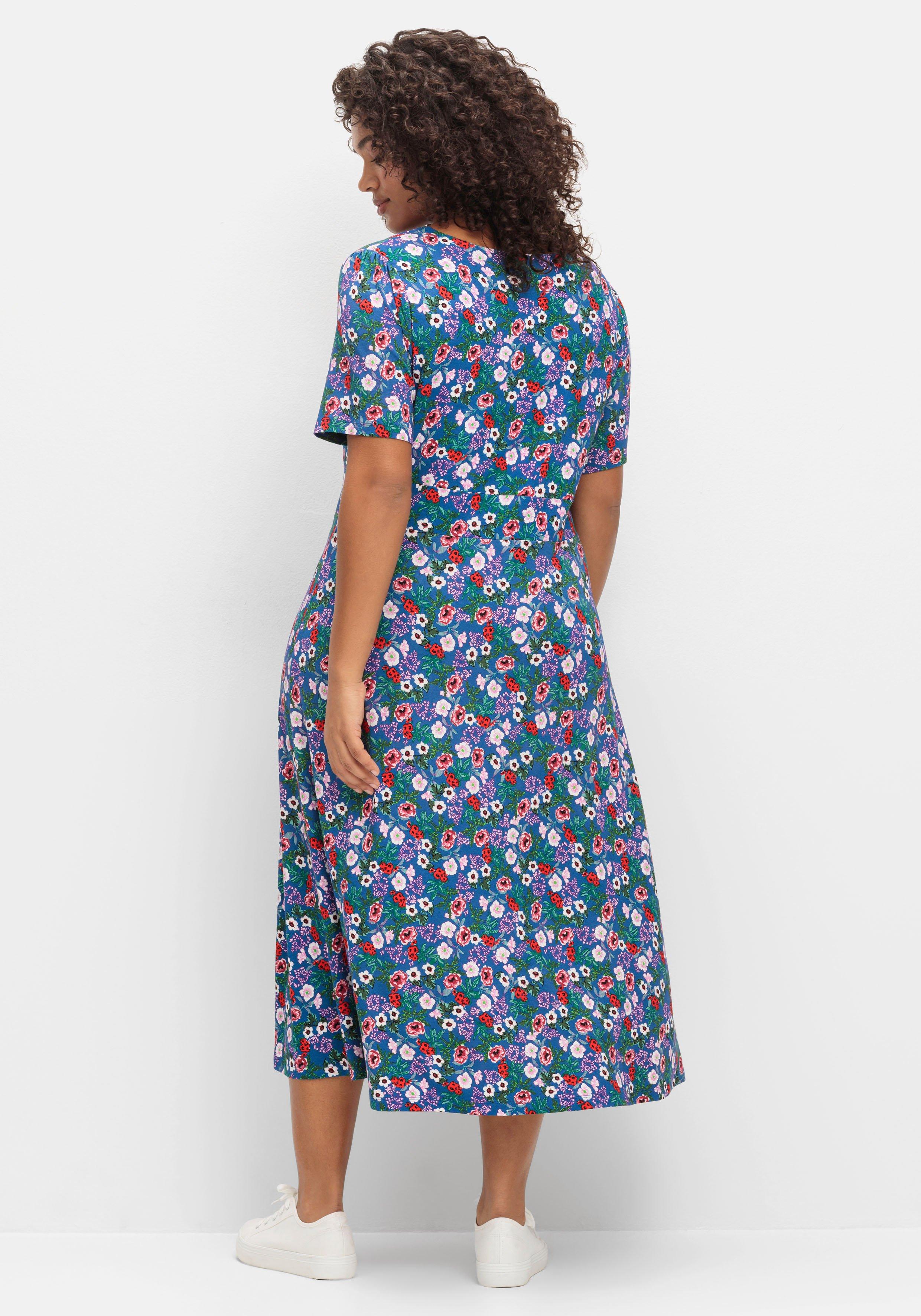Jerseykleid in Wickeloptik, mit floralem Druck
