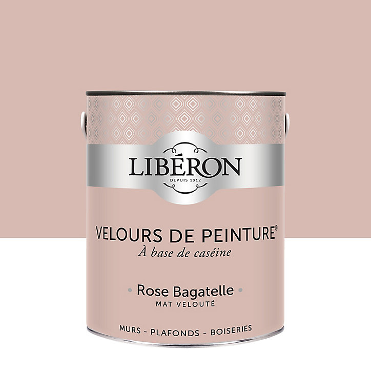 Peinture murs, plafonds et boiseries Velours de peinture rose bagatelle Libéron 2,5L