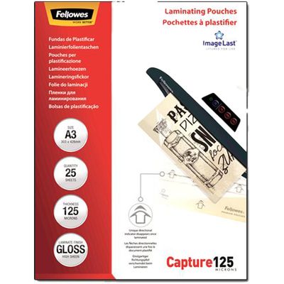 Fellowes - 25 pochettes de plastification A3 (303 x 426 mm) - 125 microns - brillantes