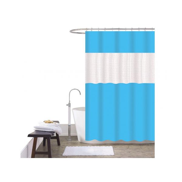 Bod Home Cortina de Duche em Patchwork 180×180cm 400g 100% Poliéster Azul Escuro