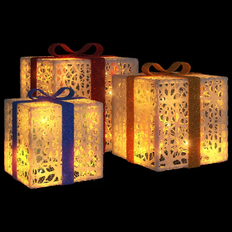 vidaXL - Lichtgevende Kerstdoos - Wit - 3 stuks