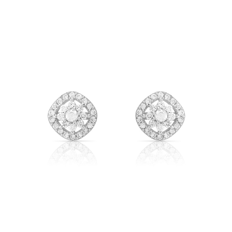 Boucles d'oreilles argent 925 fleurs zirconias
