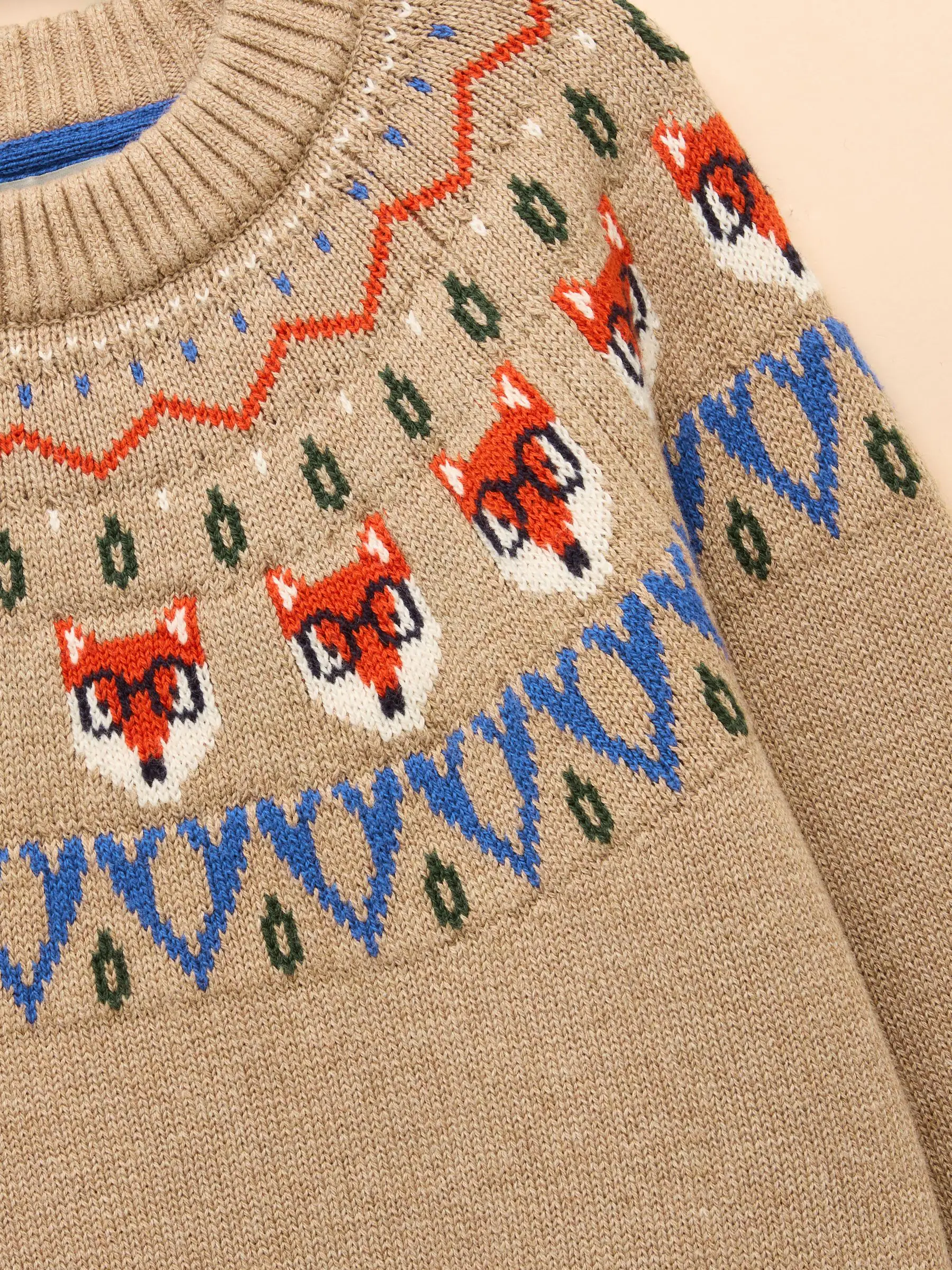 Joules Boys' Fair Isle Jonty Fox Knit Jumper