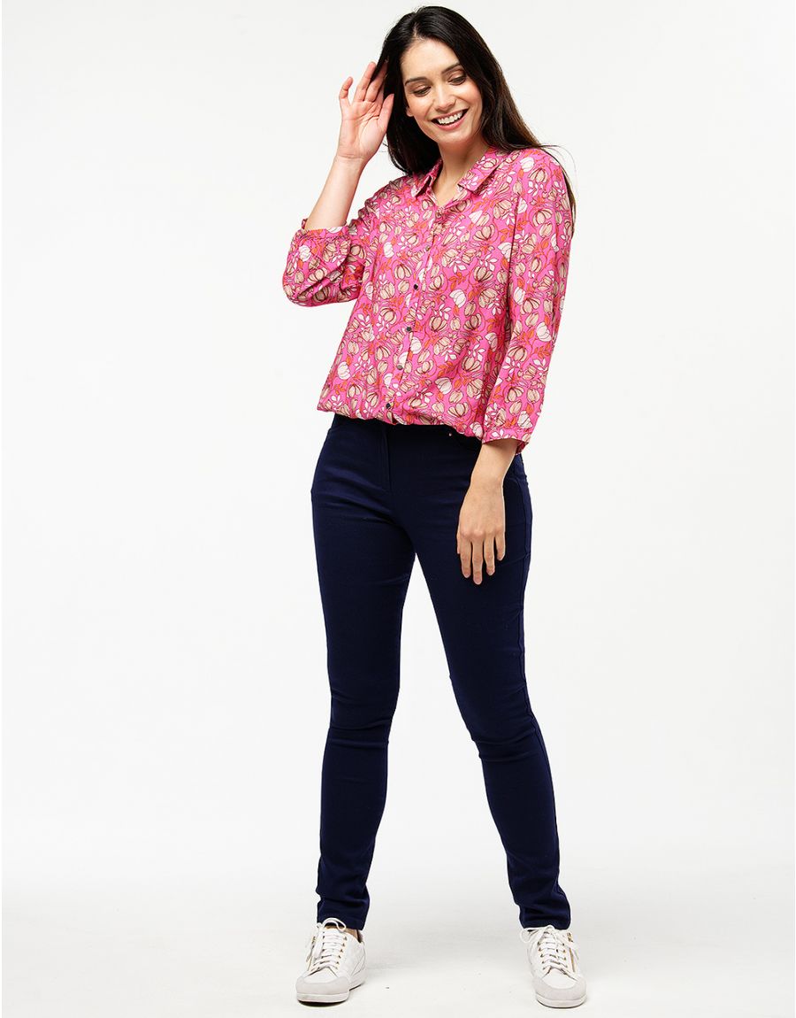 Blouse rose fleurie