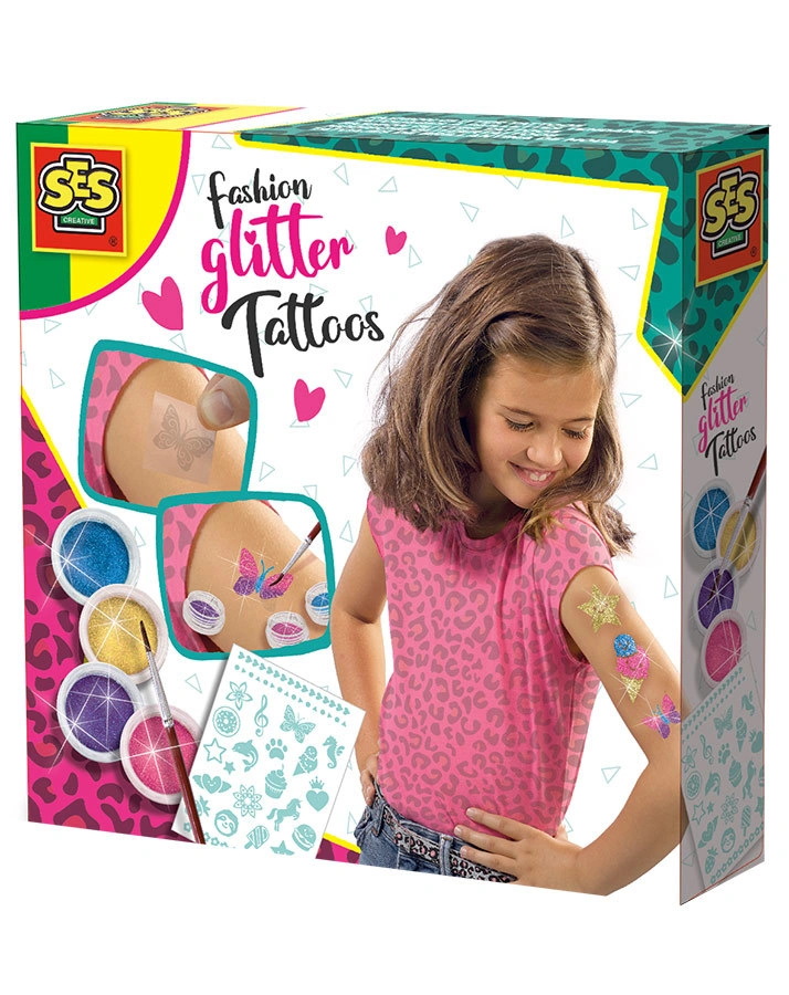 Bastelset FASHION GLITTER TATTOOS in bunt