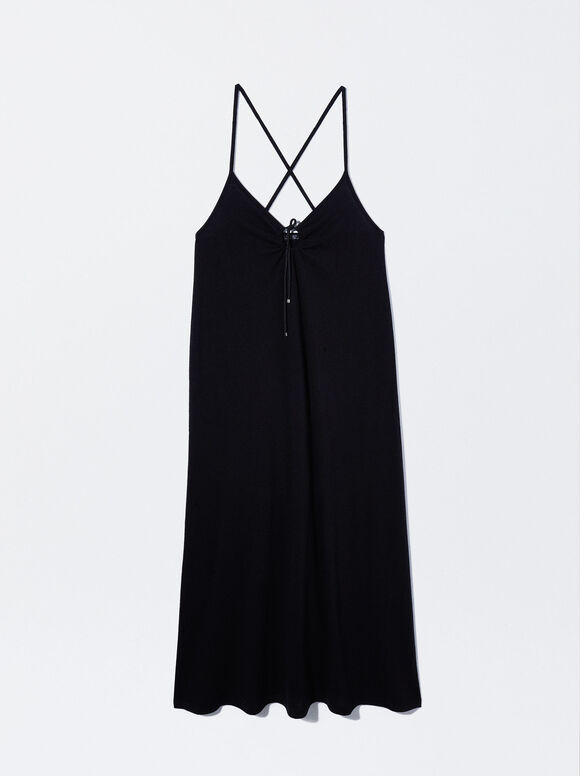 Vestido longo de algodão - Preto