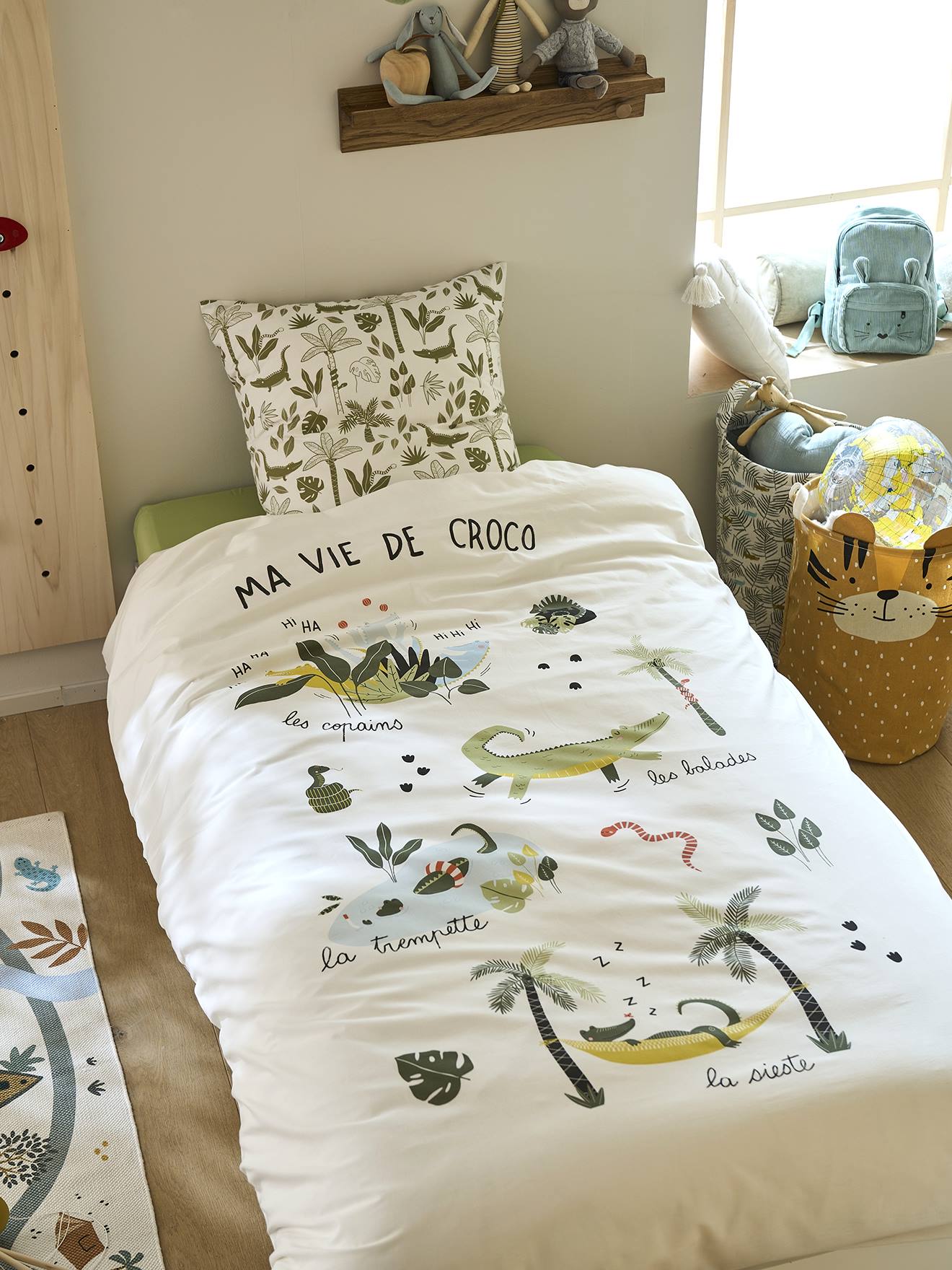 Conjunto de capa de edredom e fronha infantil TREK, multicolorido