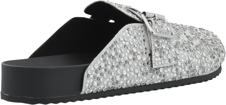 Bianco Sand Mule Simili Stones #P Silver