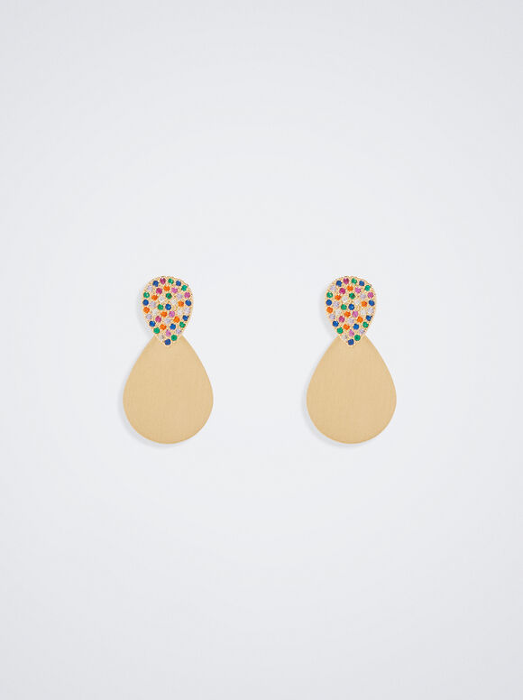 Brincos de ouro com zircônias - Multicoloridos