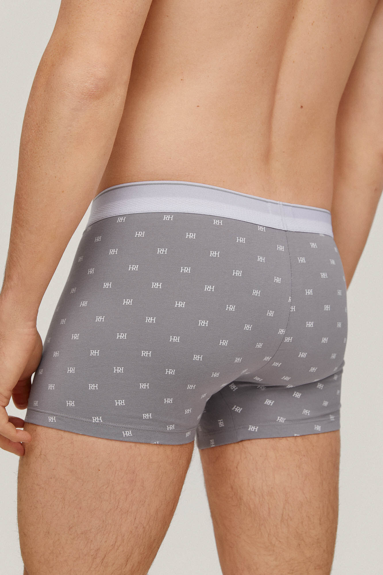 Cueca boxer com estampa de logo - Cinza