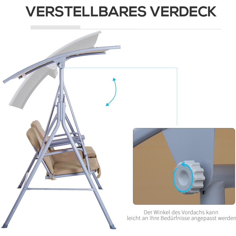 Outsunny Gartenschaukel mit Sonnendach beige