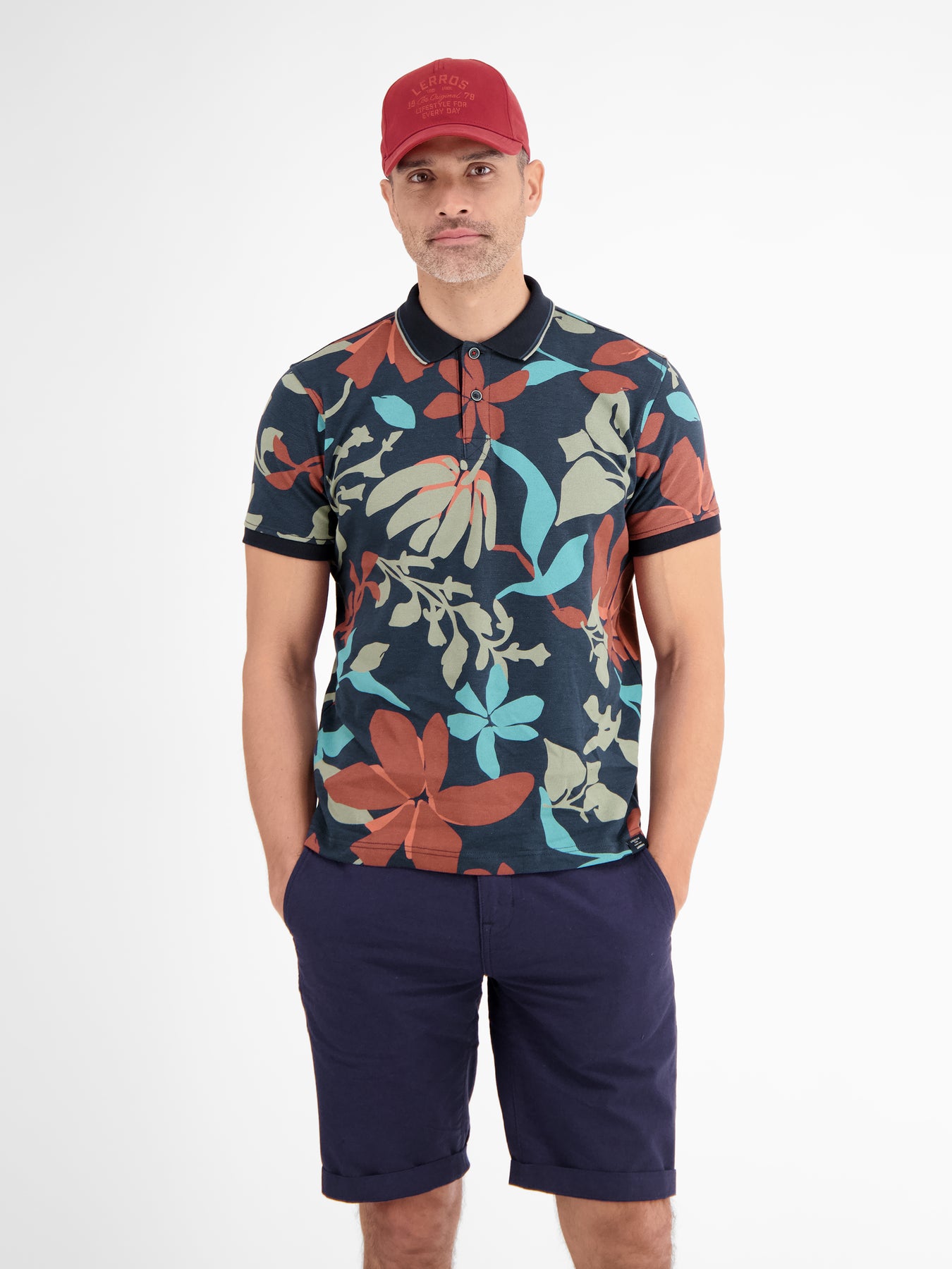 Poloshirt, sommerlich-floral gemustert