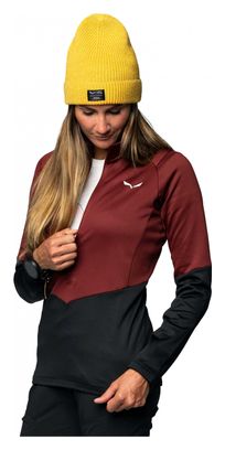 Polaire Femme Salewa Puez Polarlite Demi-Zip Rouge/Noir