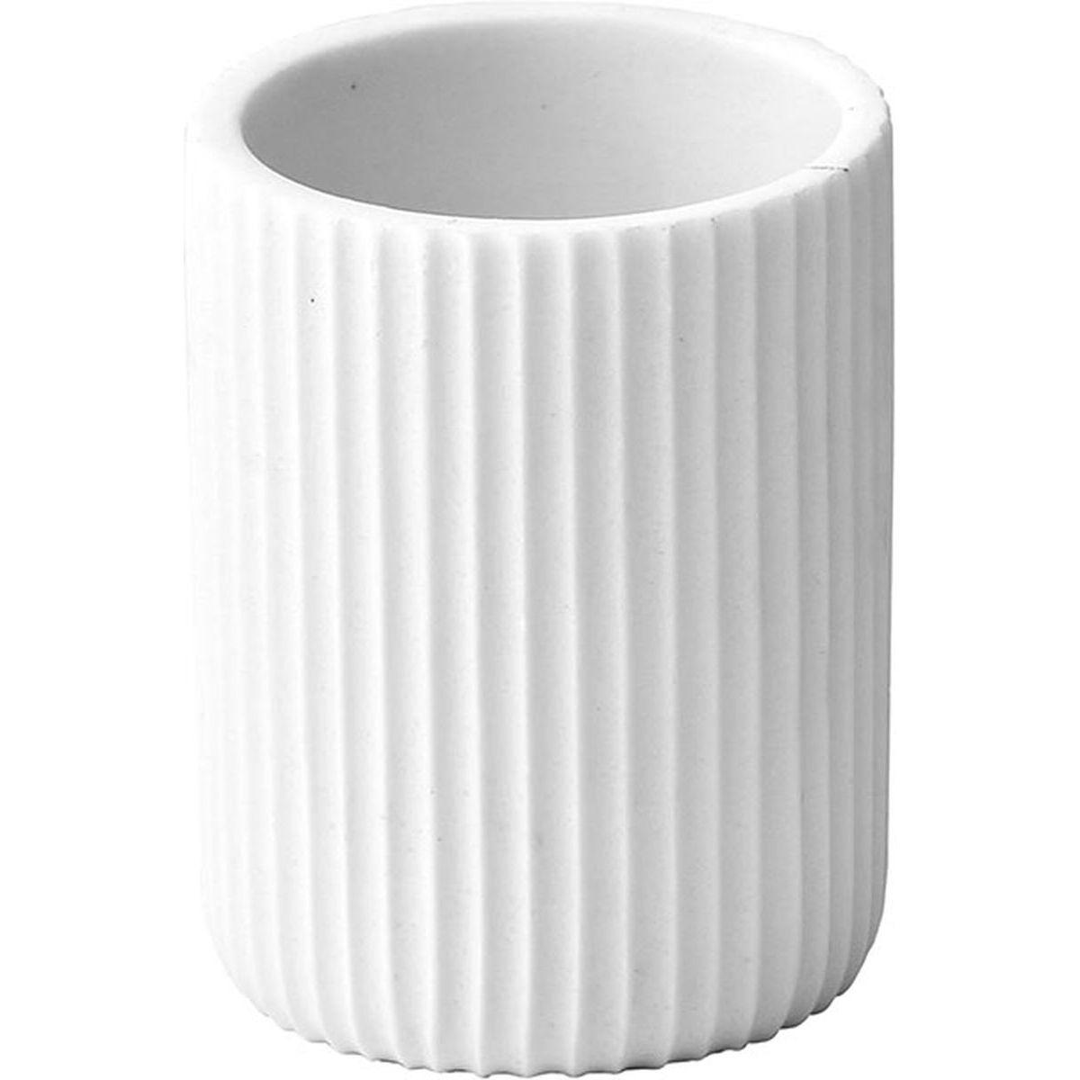 GOBELET STRIE ARRONDI POLYRESINE BLANC