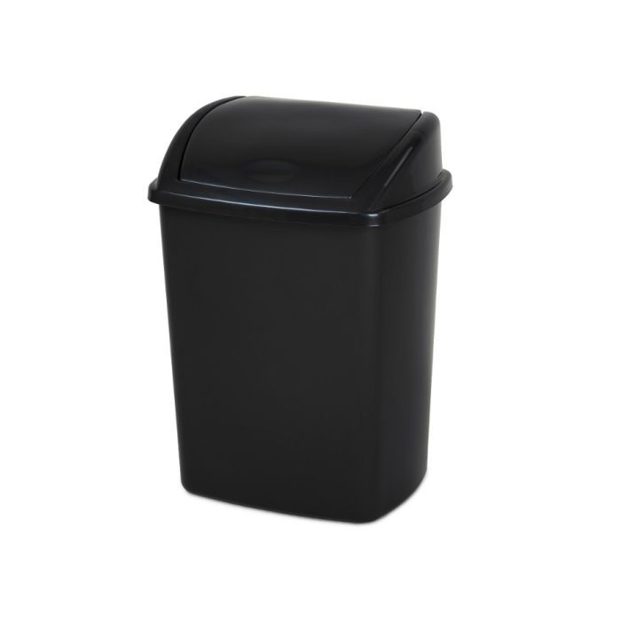 Kunststof 26L Afvalbak zwart met swing deksel 26 liter (VB018426)