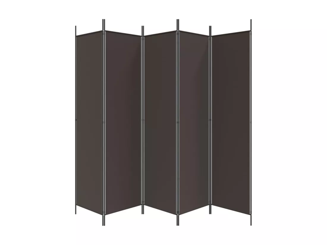 Cloison de séparation 5 panneaux Marron 250x200 cm Tissu