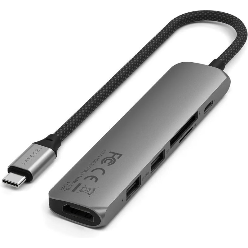 Satechi ST-P6SM hub & concentrateur USB Type-C 10000 Mbit/s Gris