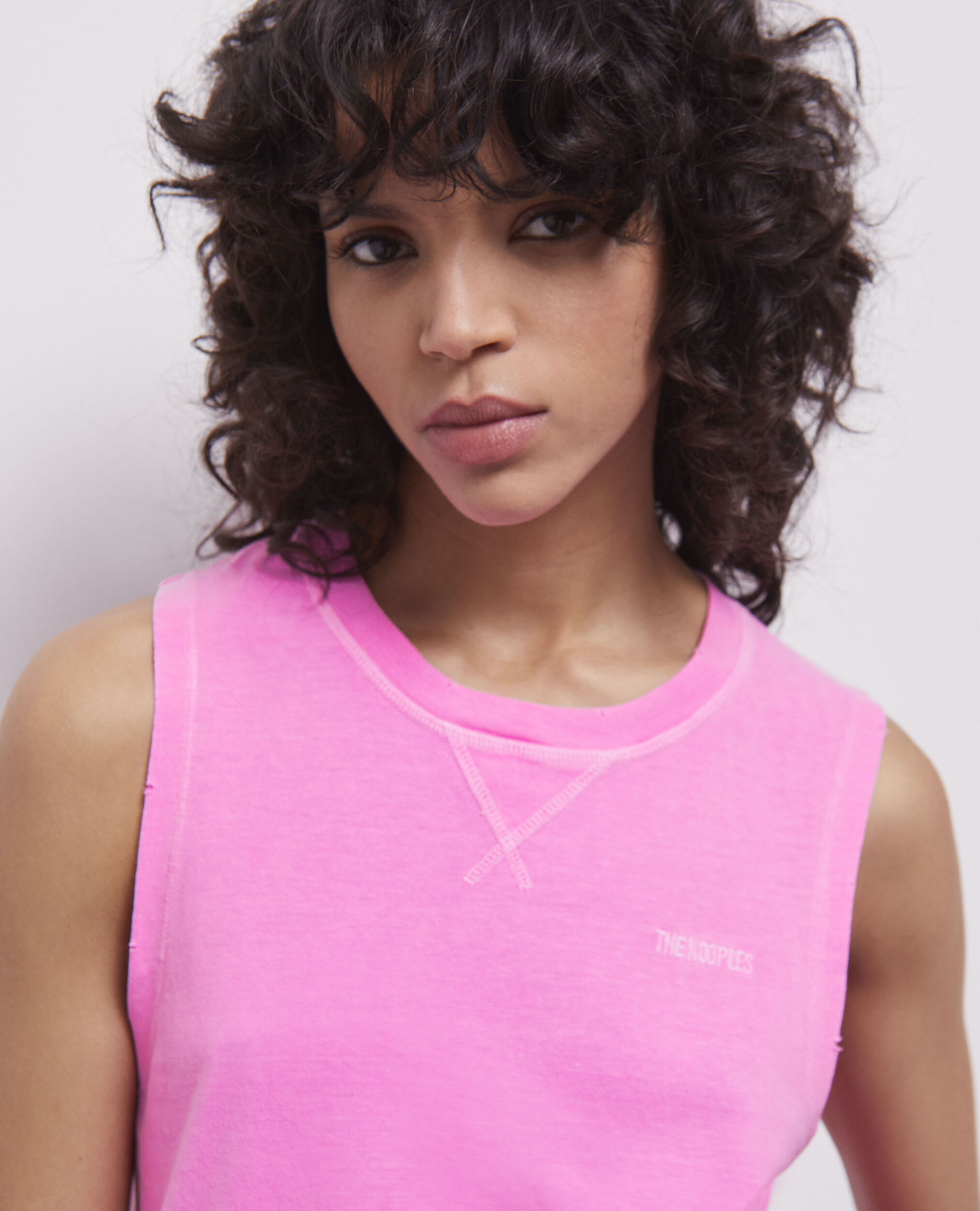 T-shirt rose fluo avec logo