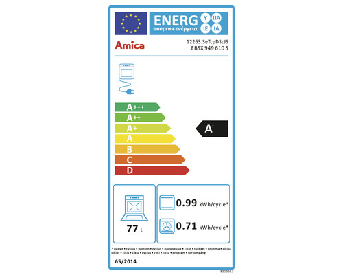 Amica stoomoven zonder kookplaat EBSX 949 610 S, bruikbaar volume 77 l
