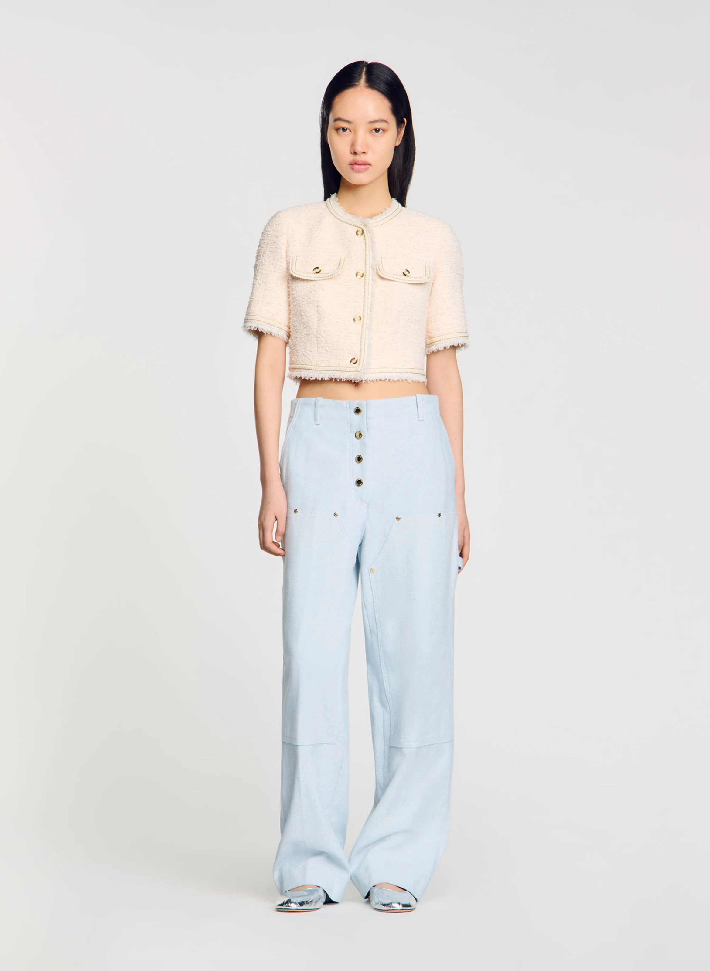 Top court col rond | Blanc