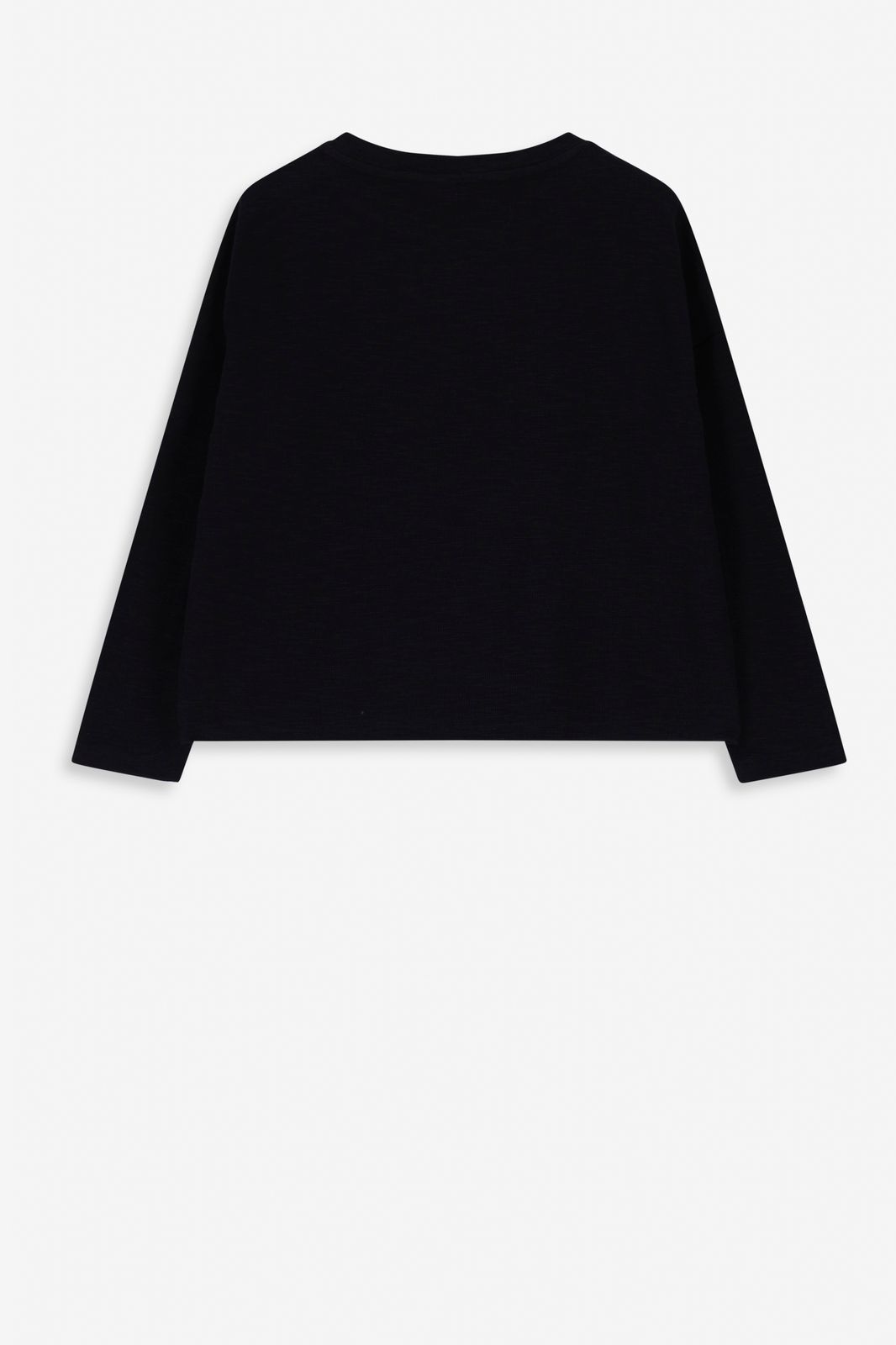 Zwart T-shirt met knoopdetail