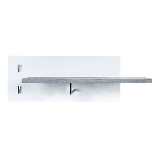 Bruno - Wandgarderobe mit 1 Kleiderstange, 2 Kleiderhaken und 1 praktischen Ablage, Beton Optik mit weisser Rückwand