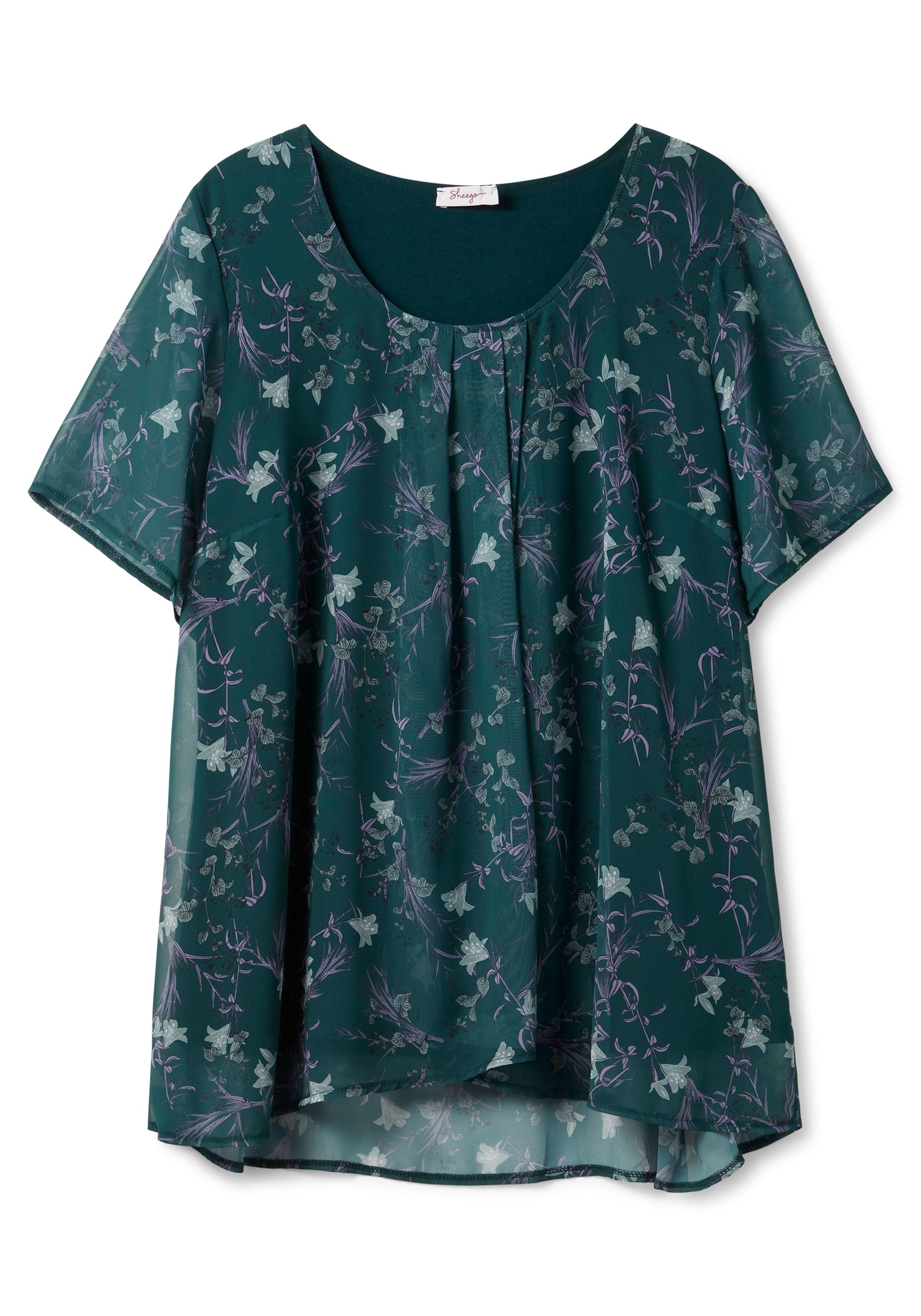 Shirt aus Chiffon mit Alloverdruck und Falten von