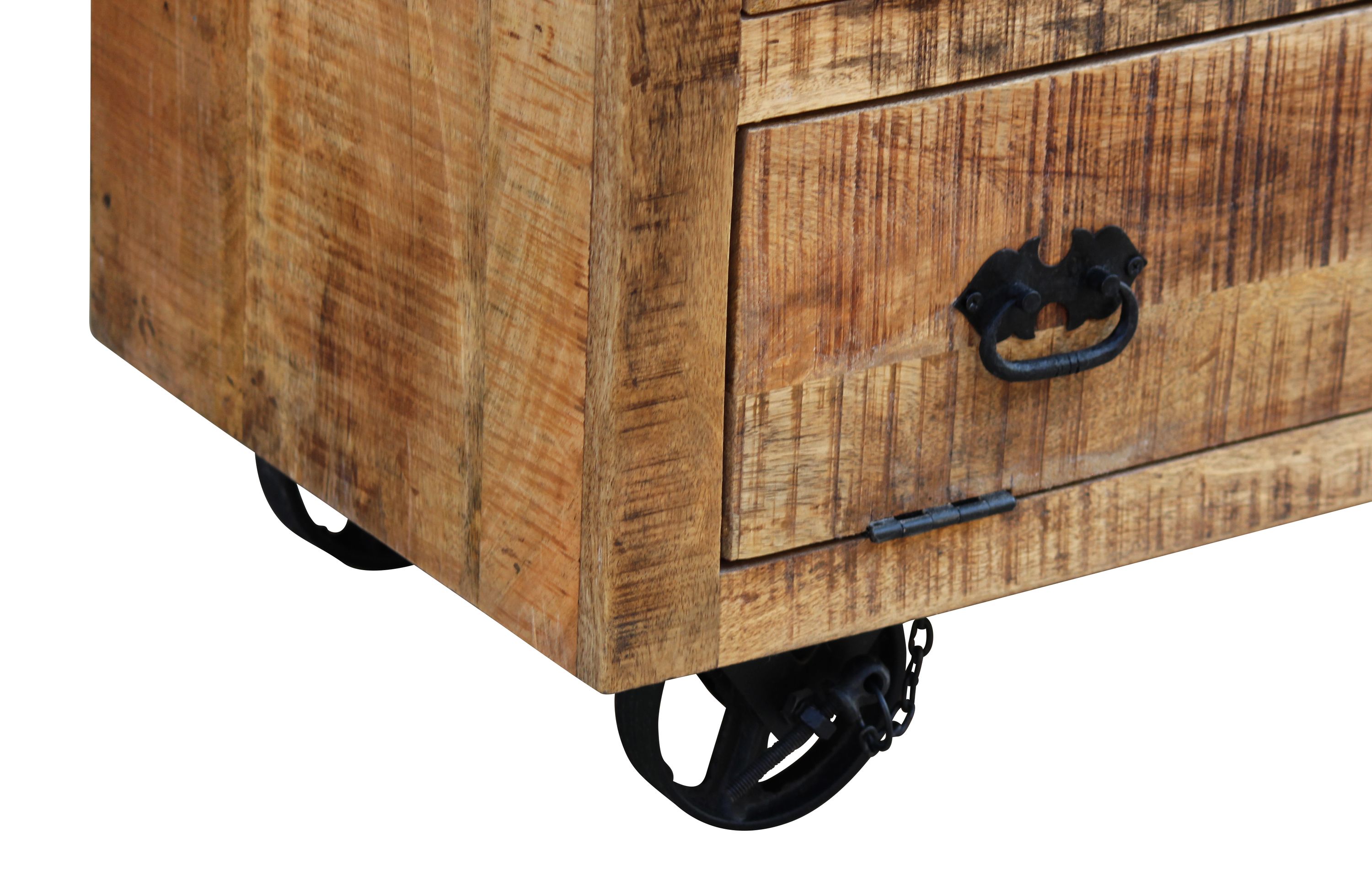 Kommode Holz Vintage FABRIZIO auf Rollen 70 x 75 cm