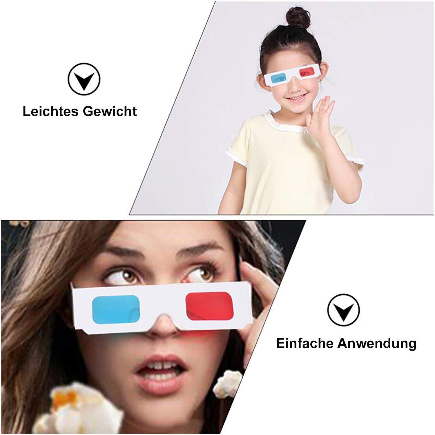 TPFNet Anaglyphenbrille 3D Brille Pappe Weiß - 5 Stück
