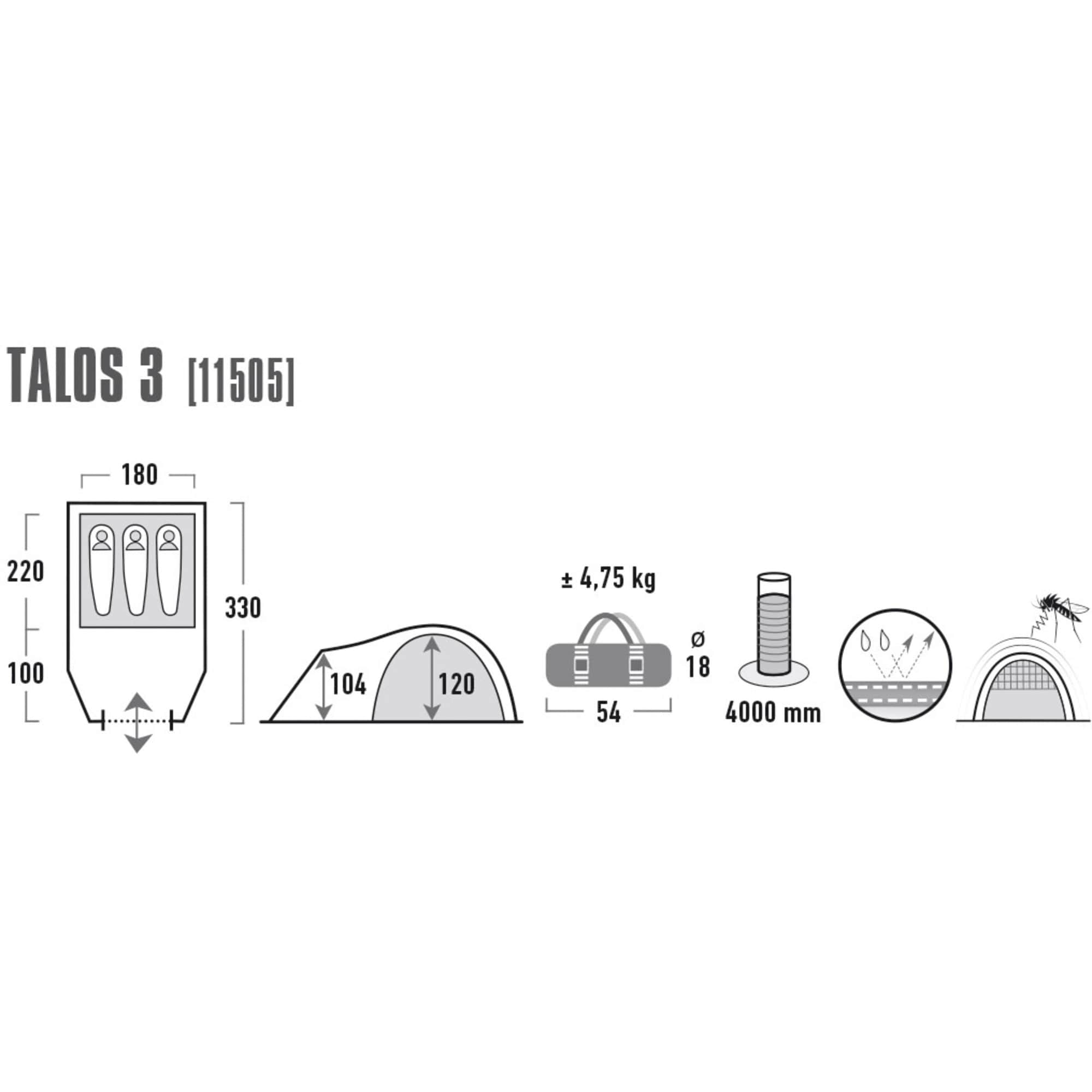 High Peak Zelt Kuppelzelt Talos 3P