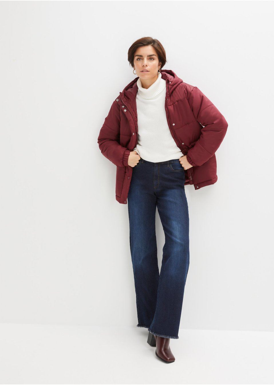 Veste matelassée raccourcie avec capuche et taille réglable