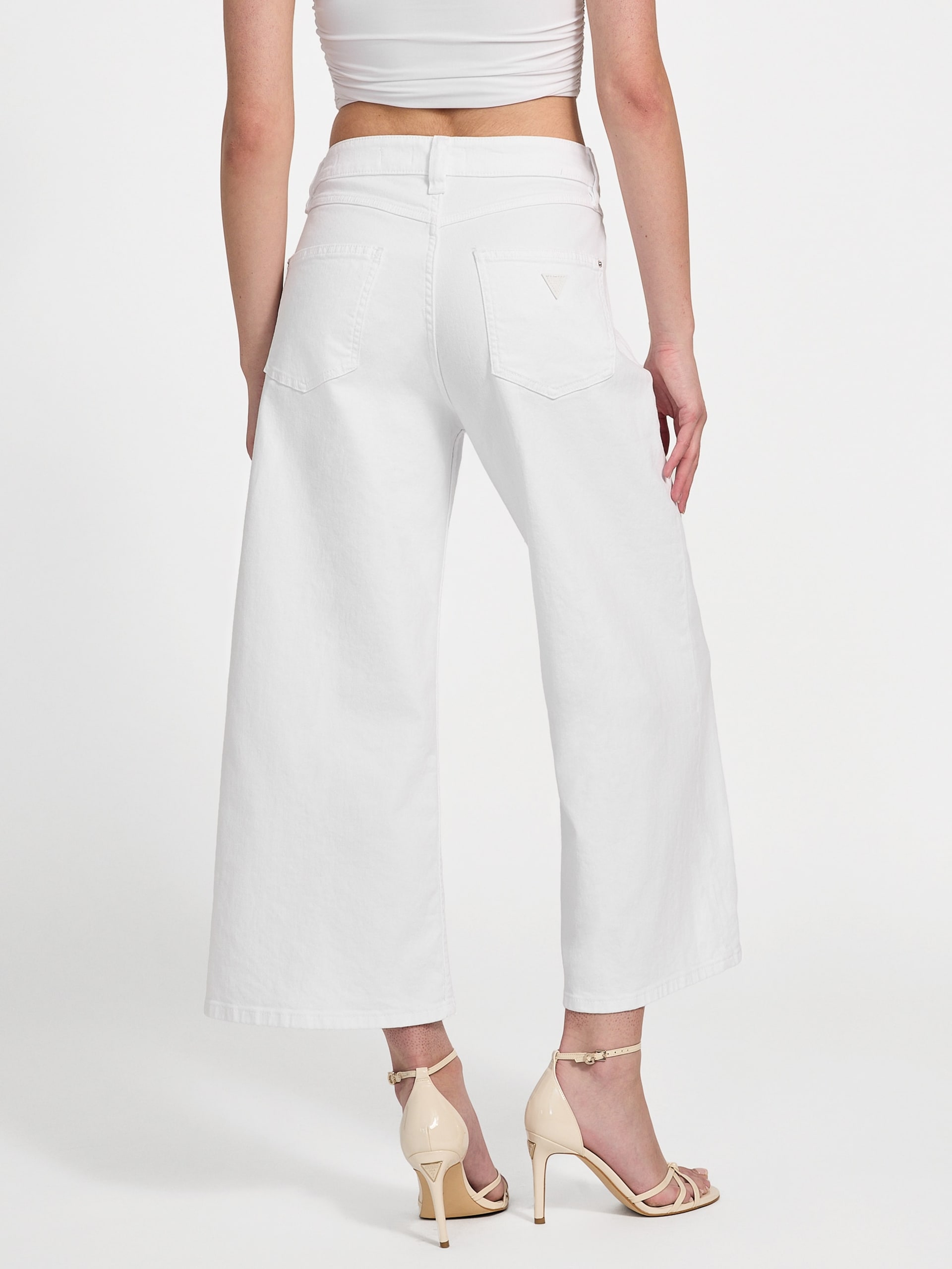 Calça jeans cropped de perna larga Eco Bellflower