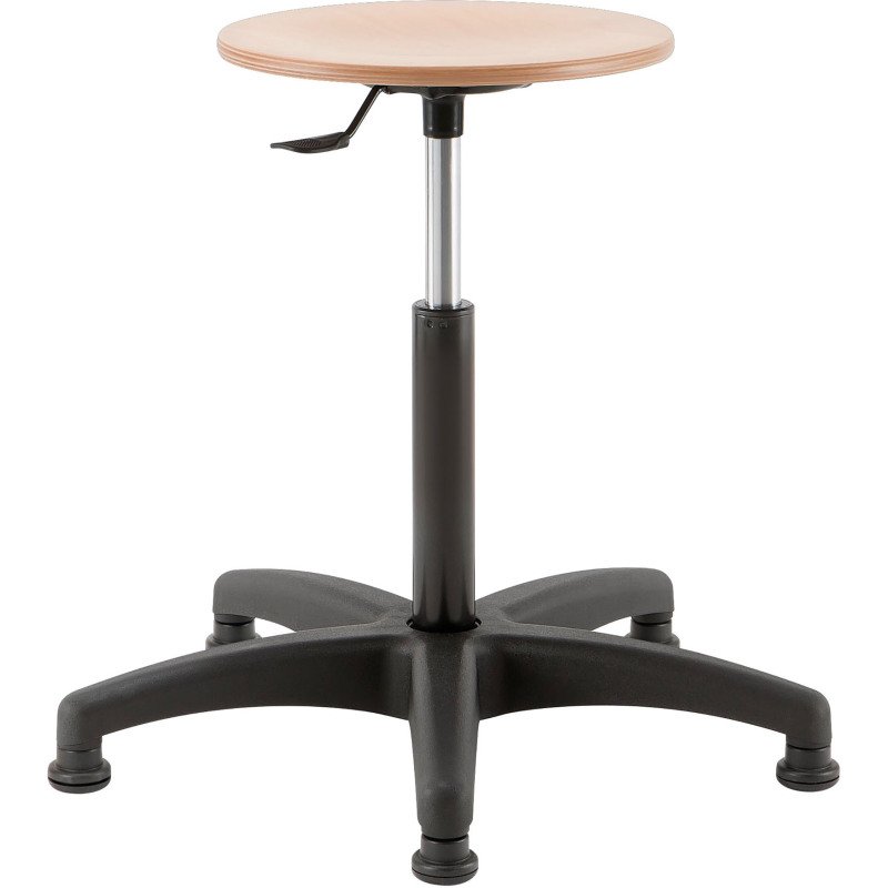Tabouret Indus bois réglable en hauteur, patins fixes
