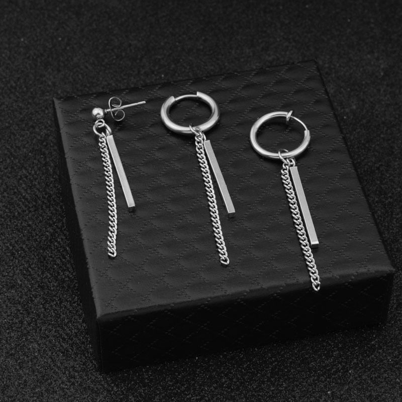 Juanitro - Bar Chain Drop Oorbel / Clip-On Oorbel