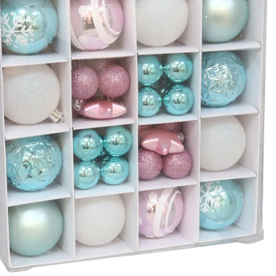 Gerimport kerstballen Kerstballen set- 42x - wit/blauw/roze