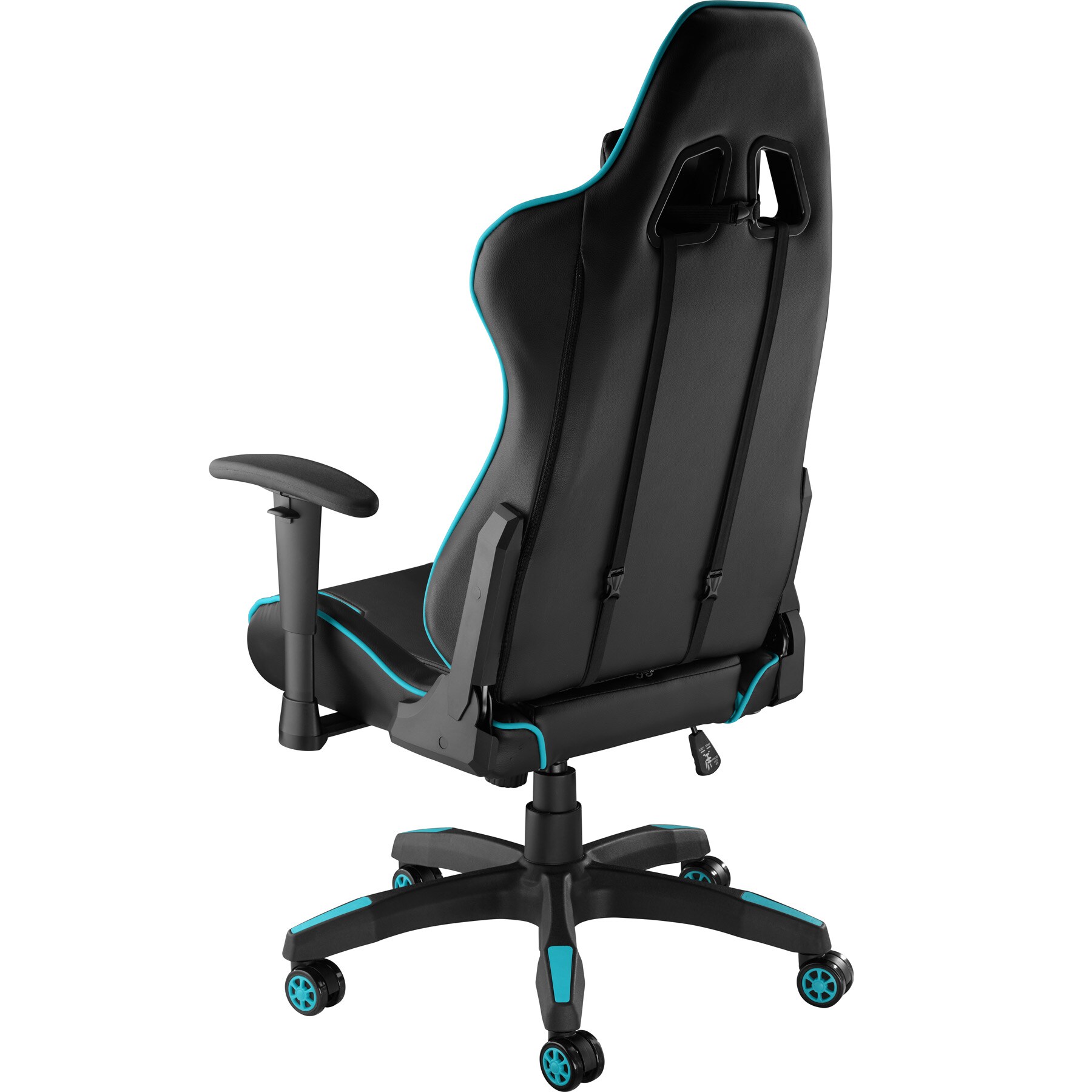 tectake® Racing Gaming Stuhl, ergonomische Form, mit verstellbarer Rückenlehne, Kunstlederbezug, abnehmbares Nacken- und Lendenkissen, Belastbarkeit 120 kg