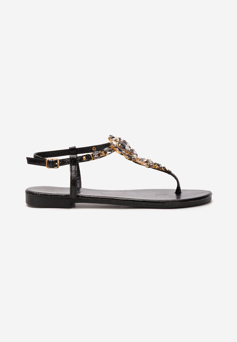 Sandales avec strass sans talon noires Sandrea