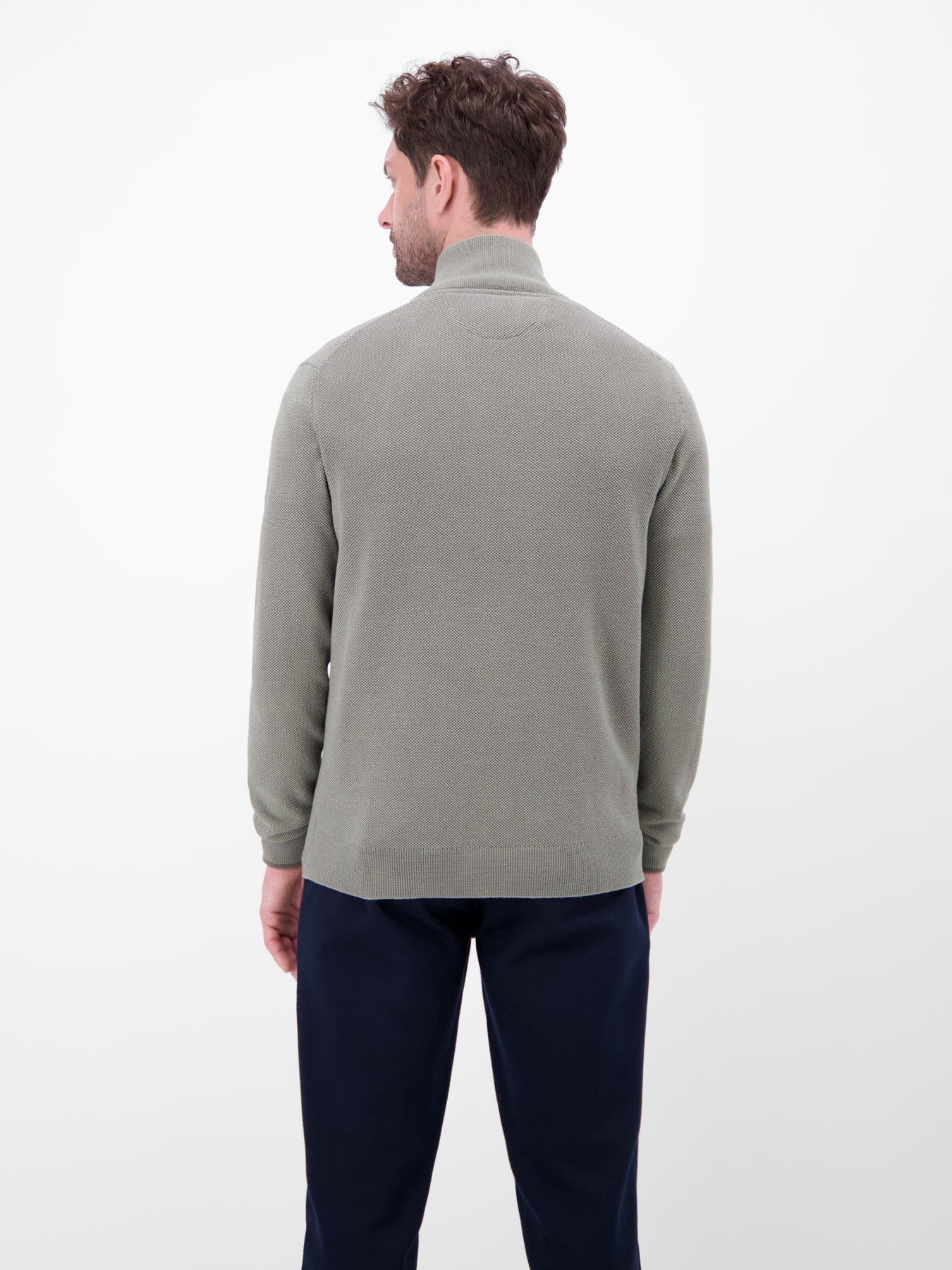 Strickjacke mit Stehkragen in 2-Tone-Optik
