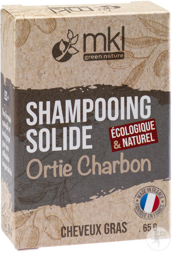 MKL Green Nature Shampoing Solide Ortie Charbon Cheveux Gras Bio 65g