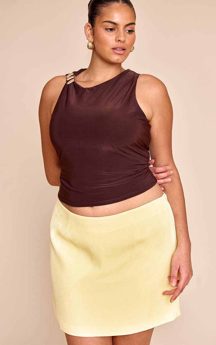 Citron Jupe Mini Trapèze Tissée Grande Taille