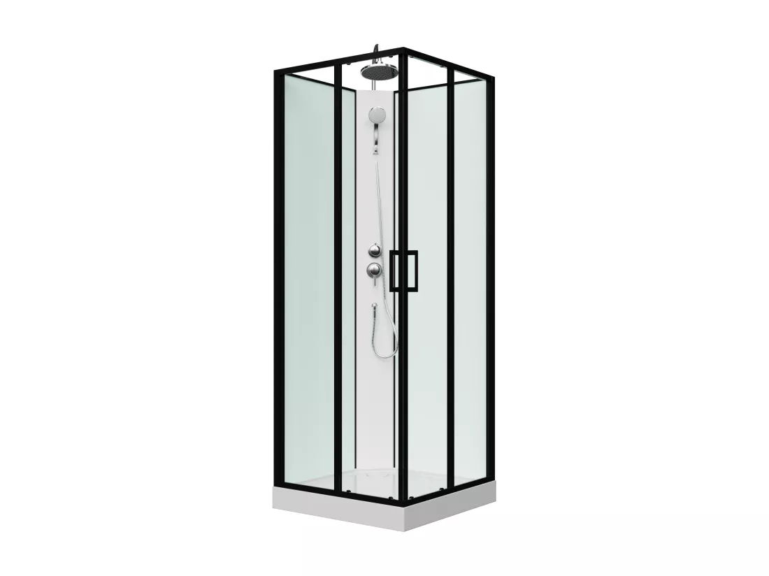 Cabine de douche carrée - Noir et blanc - L80 x L80 x H220 cm - SAMABI